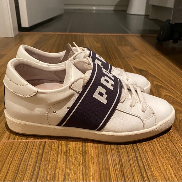 White Sneaker with Wide Navy Band - Picture 4 of 11